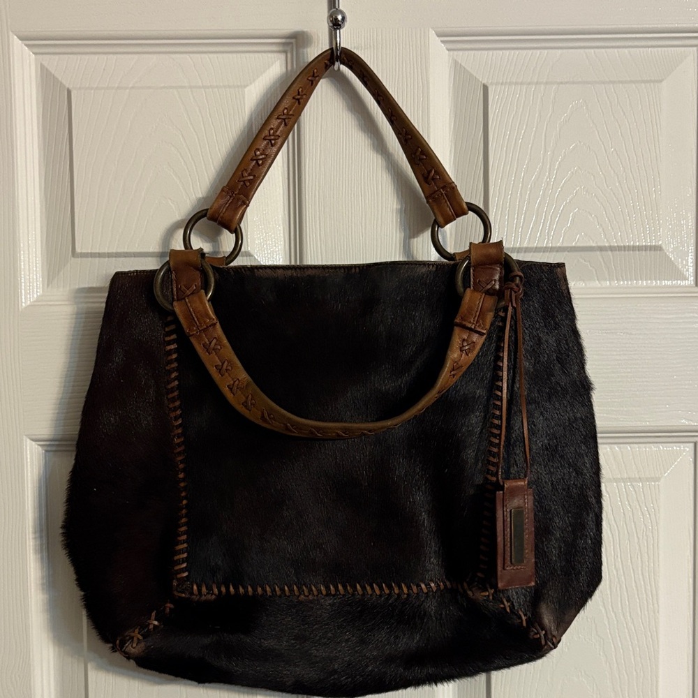 ANTONIO MELANI Dark Brown Leather Shoulder Bag
